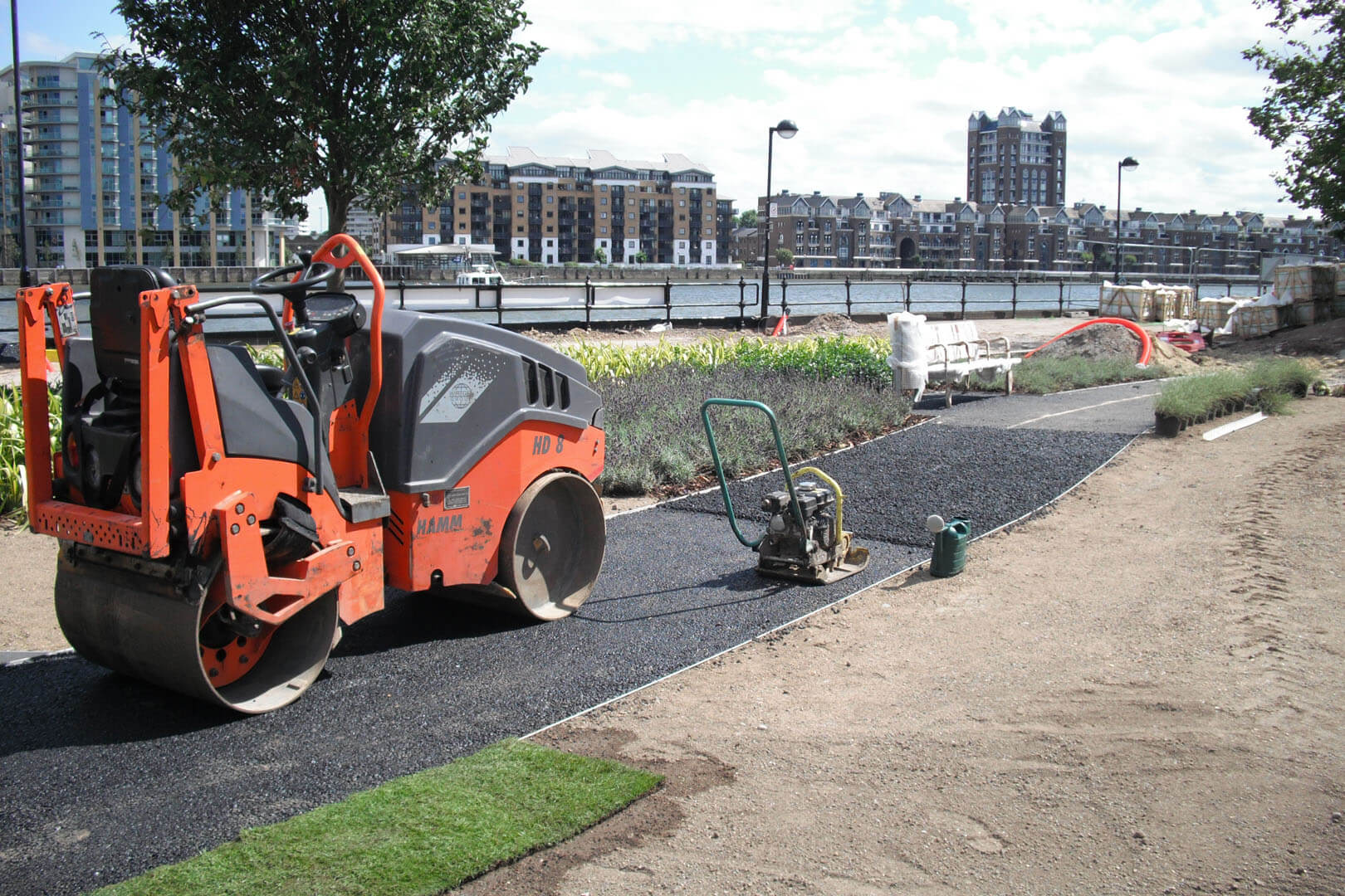 Tarmac driveway being installed